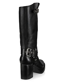 Kiara 76MM Leather Zip-Up Block Heel Boots