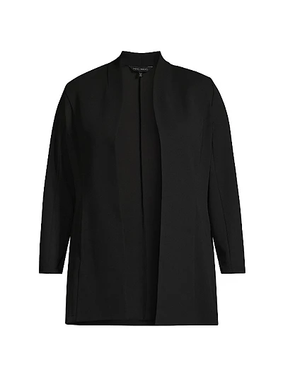 Plus Size Deco Crepe Open-Front Jacket