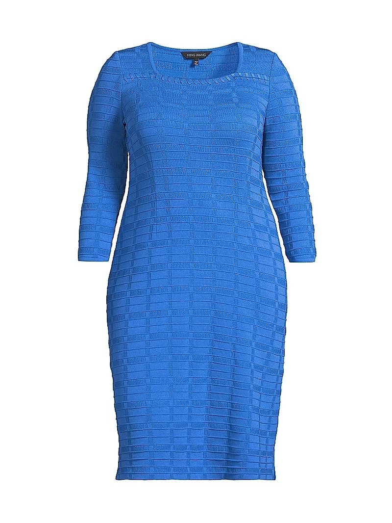 Textured Knit Knee-Length Dress