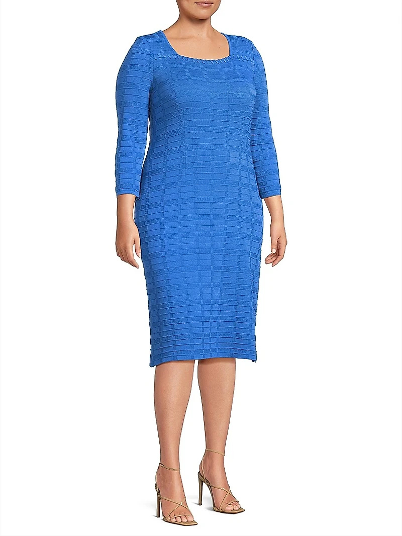 Textured Knit Knee-Length Dress