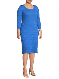 Textured Knit Knee-Length Dress