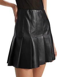 Chara Mesh & Faux Leather A-Line Minidress