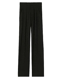 Leopard Wool Jacquard Trousers