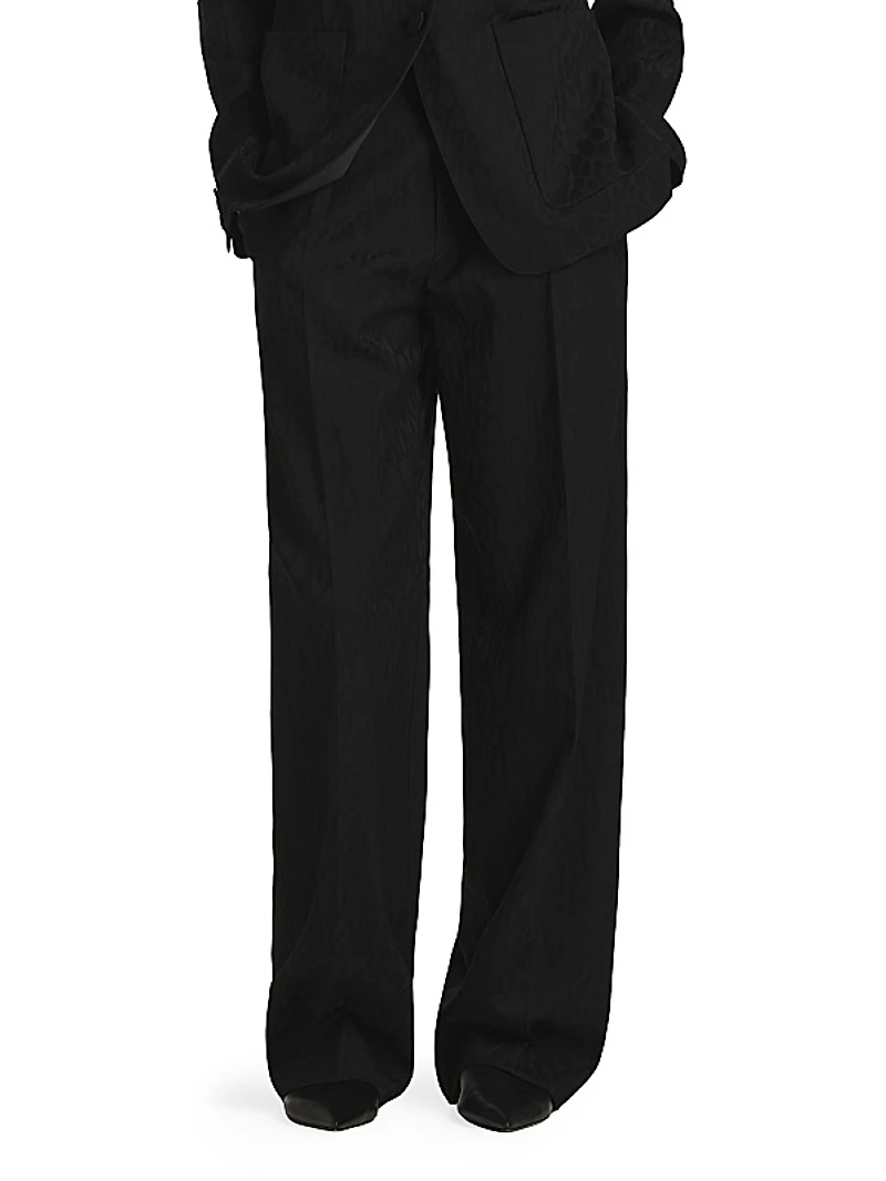 Leopard Wool Jacquard Trousers
