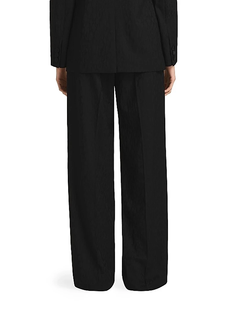 Leopard Wool Jacquard Trousers
