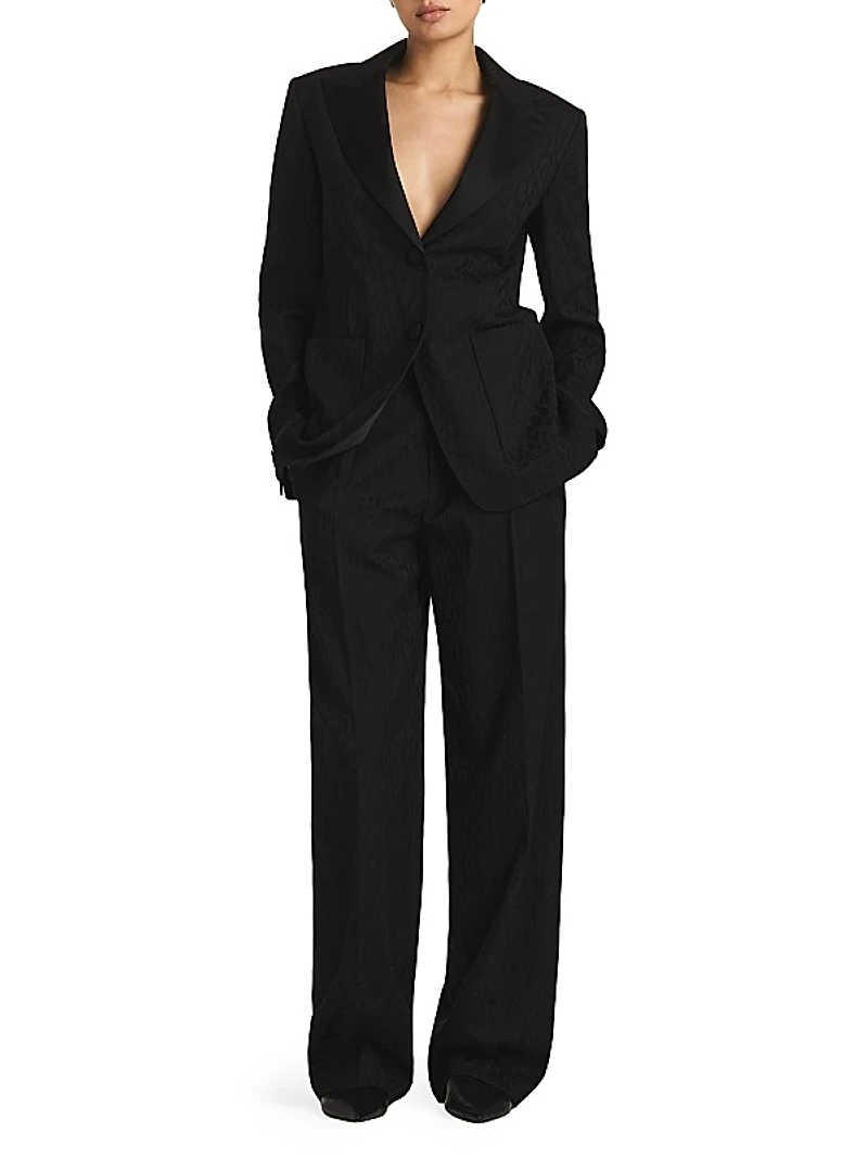 Leopard Wool Jacquard Trousers