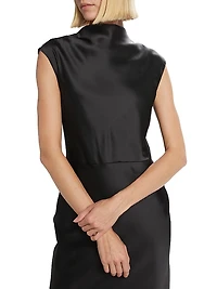 Satin High Cowlneck A-Line Gown