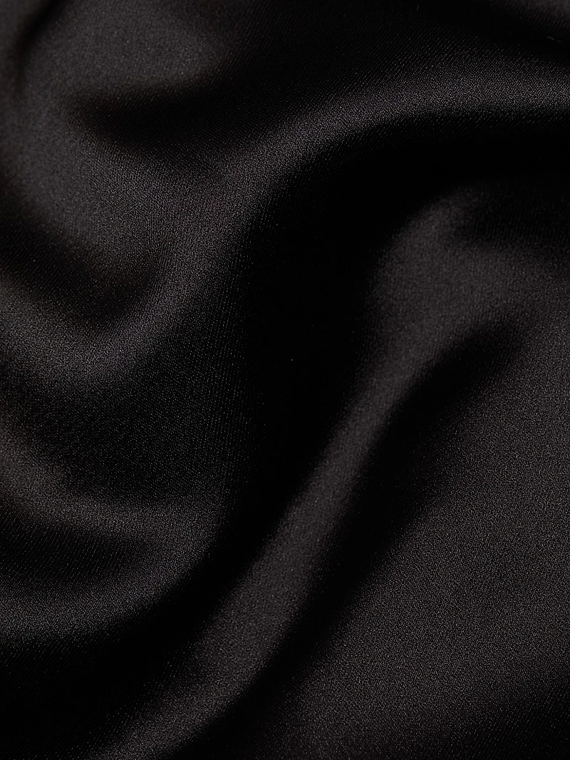 Satin High Cowlneck A-Line Gown