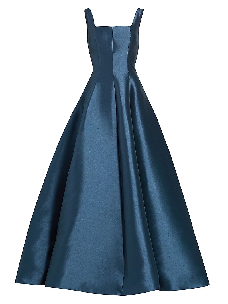 Mikado Square-Neck A-Line Gown