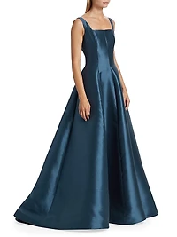 Mikado Square-Neck A-Line Gown