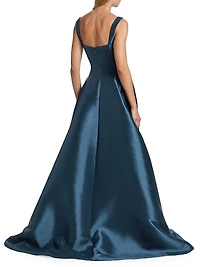 Mikado Square-Neck A-Line Gown