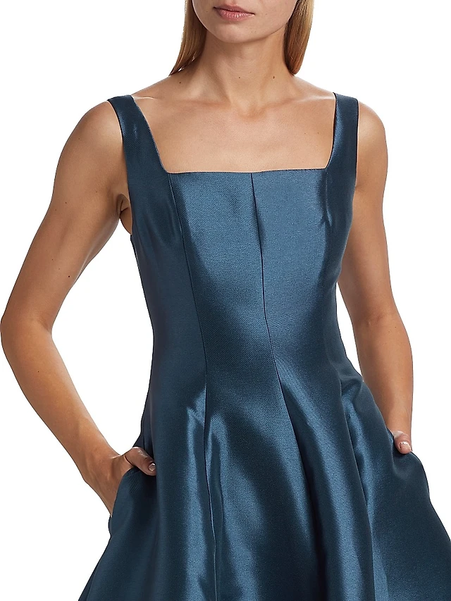 Amsale Mikado Square-Neck A-Line Gown | The Summit