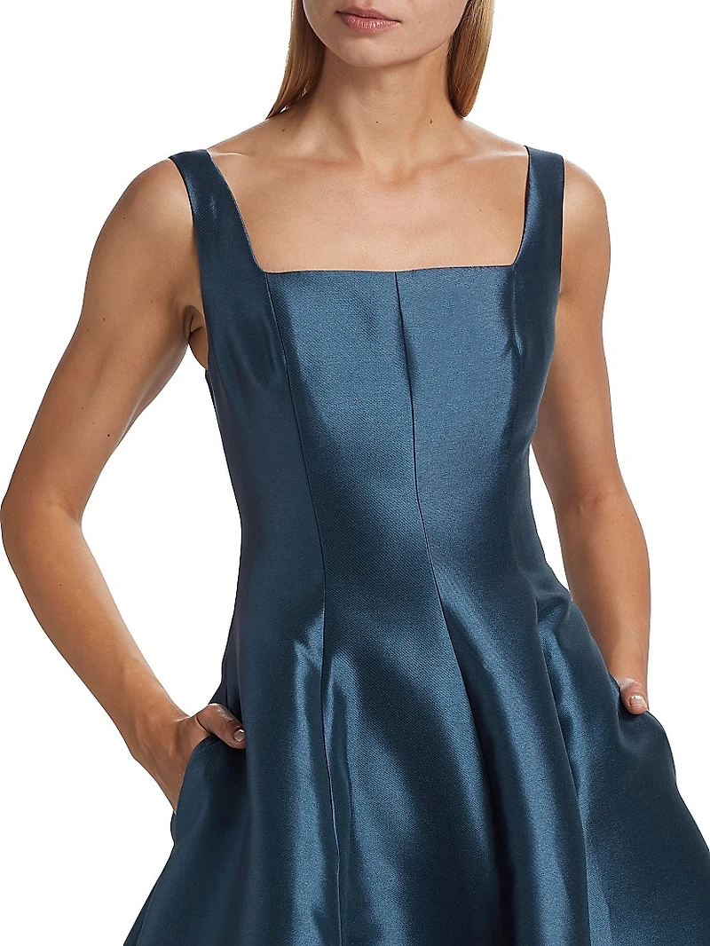 Mikado Square-Neck A-Line Gown