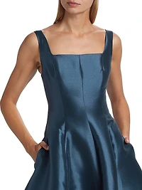 Mikado Square-Neck A-Line Gown