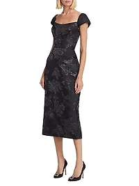 Brocade & Taffeta Tea-Length Dress