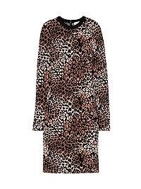 Leopard Knit Body-Con Midi-Dress
