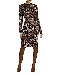 Leopard Knit Body-Con Midi-Dress