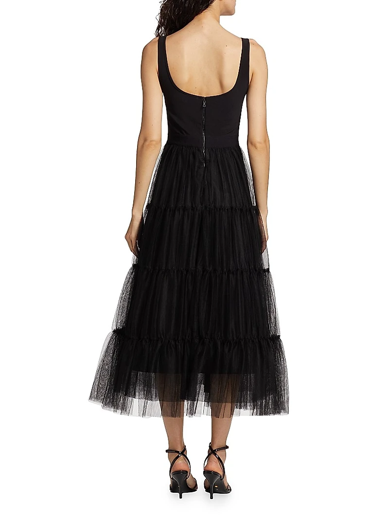 Chara Tiered Tulle Midi-Dress