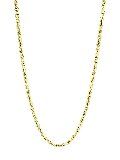 14K Yellow Gold Rope Chain Necklace/24"