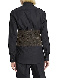 Claver Smocked Cotton Button-Front Shirt