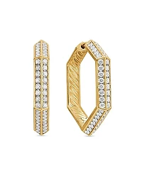 Carlyle⿢ Hoop Earrings in 18K Yellow Gold with Diamonds, 26mm