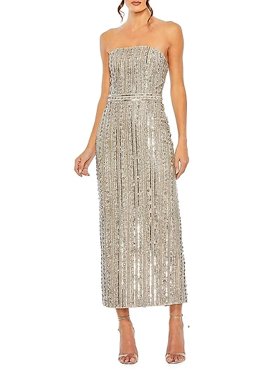 Embellished Strapless Column Dress