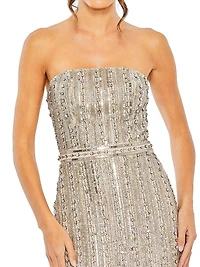 Embellished Strapless Column Dress
