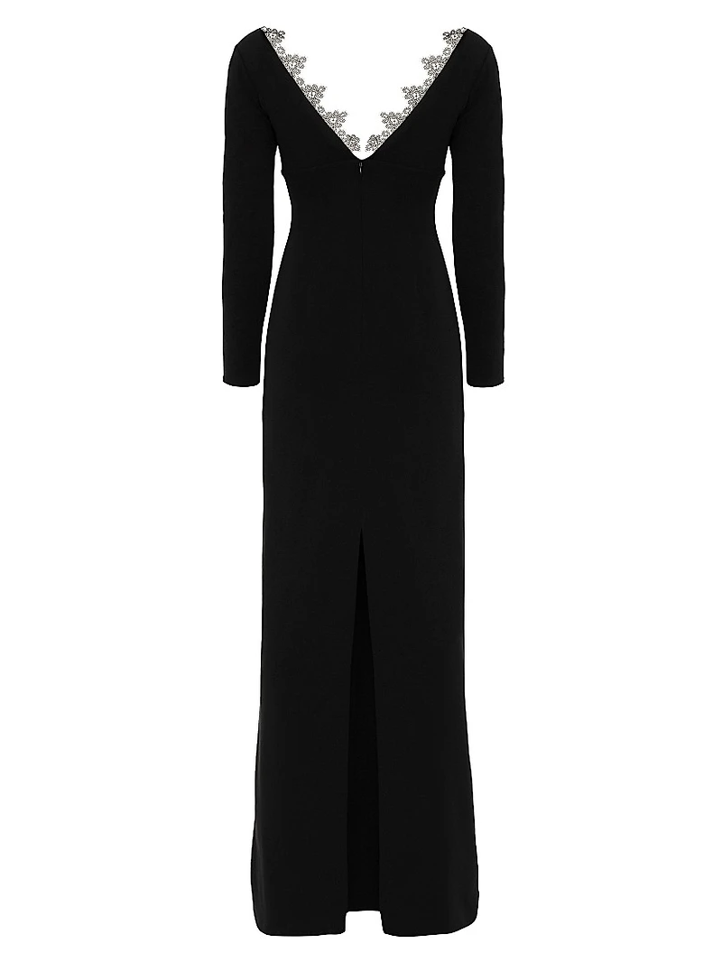 Lace-Trimmed Cut-Out Gown