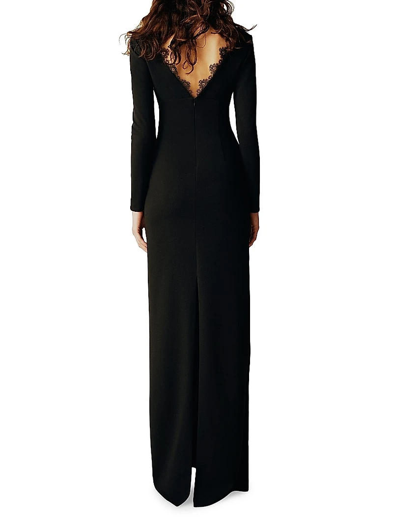 Lace-Trimmed Cut-Out Gown