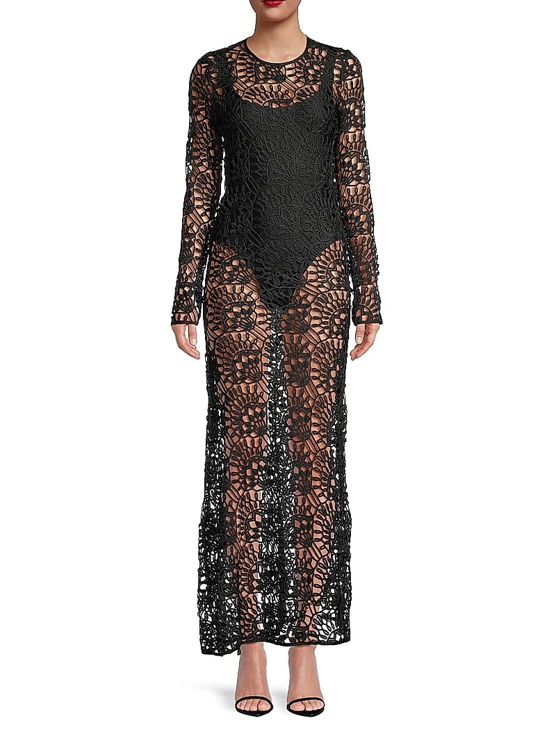 Camila Geometric Lace Maxi Dress