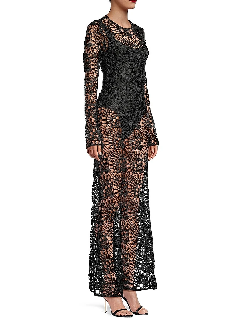 Camila Geometric Lace Maxi Dress