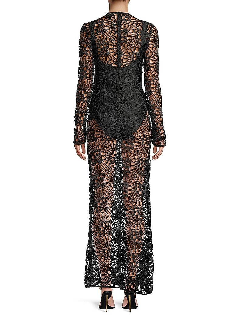 Camila Geometric Lace Maxi Dress