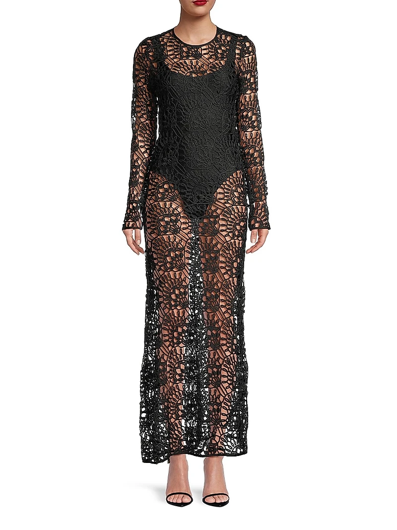 Camila Geometric Lace Maxi Dress