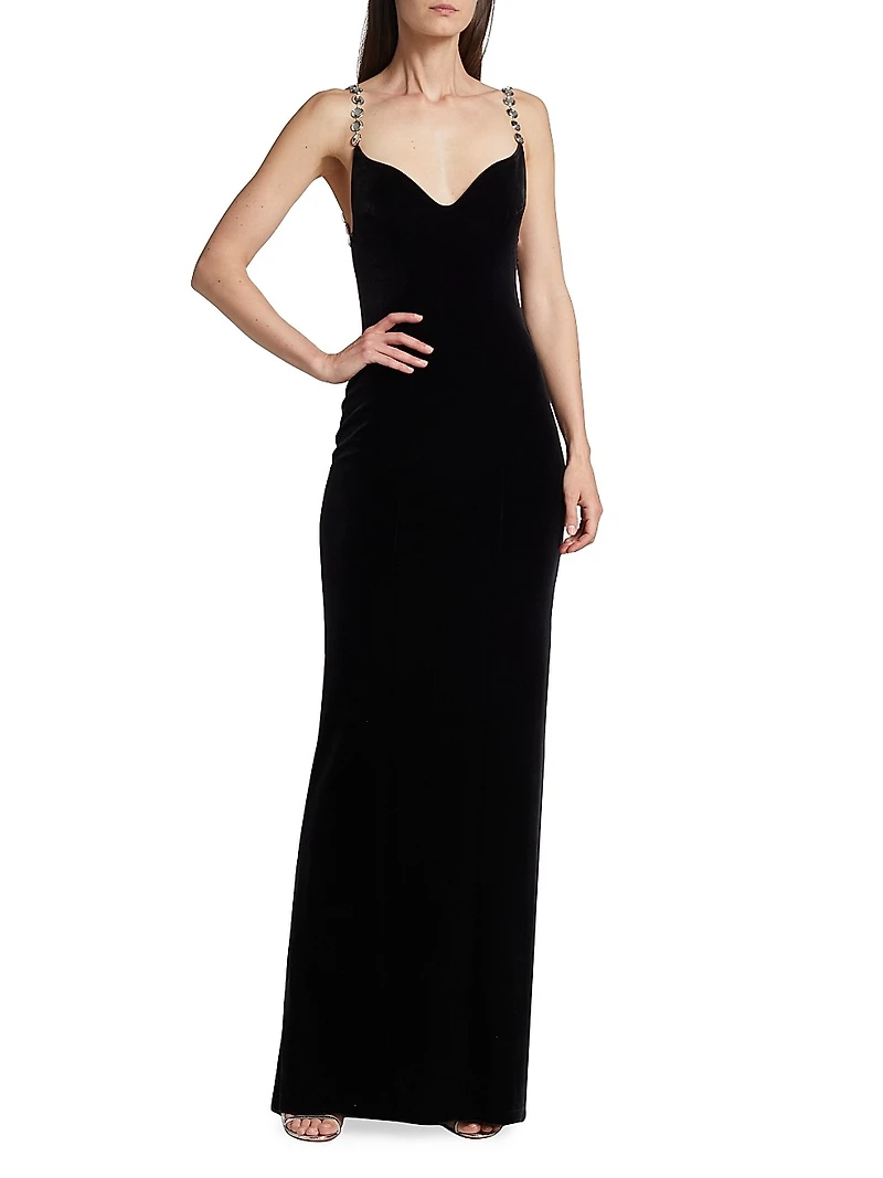 Avedon Globe Backless Velvet Gown