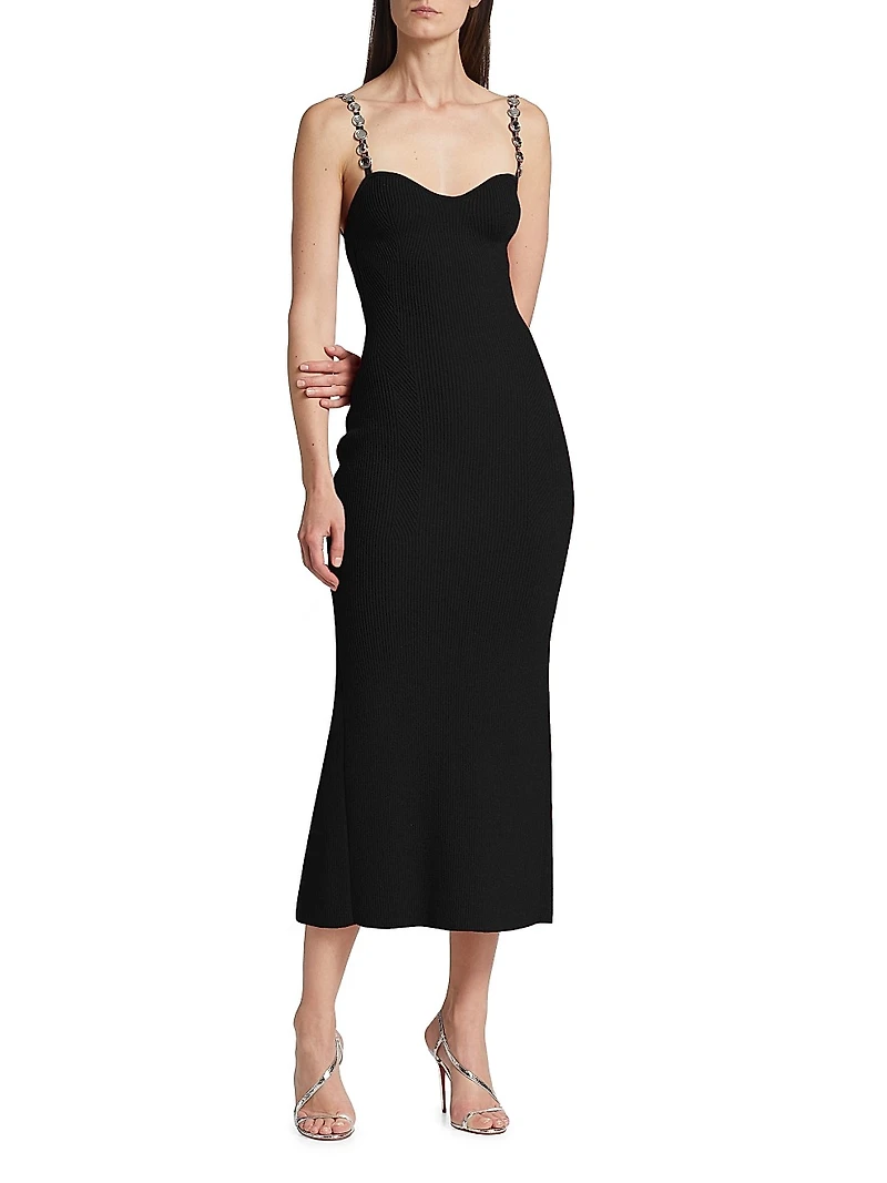 Wave Rib-Knit Midi-Dress