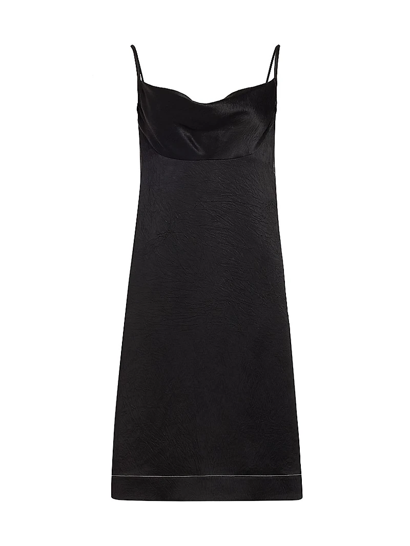 Crushed Satin Cowl Neck Midi-Dress