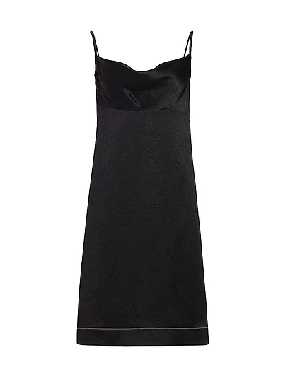 Crushed Satin Cowl Neck Midi-Dress