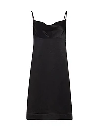 Crushed Satin Cowl Neck Midi-Dress