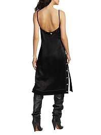 Crushed Satin Cowl Neck Midi-Dress