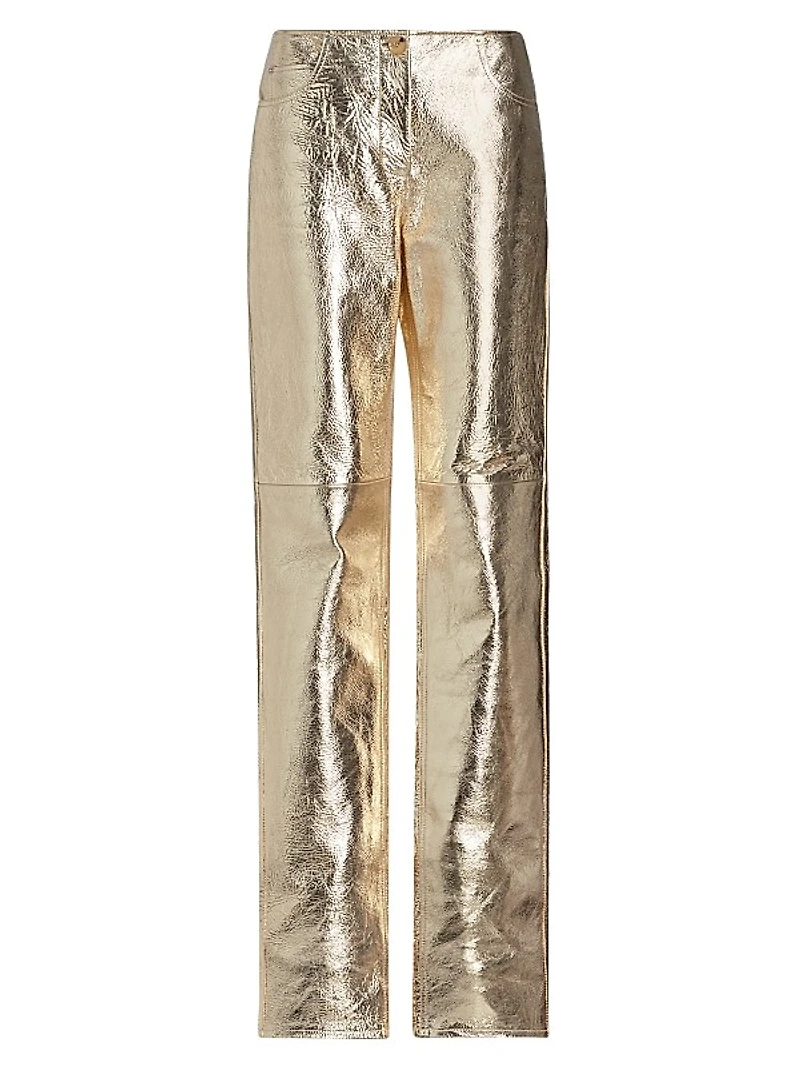 Metallic Leather Pants