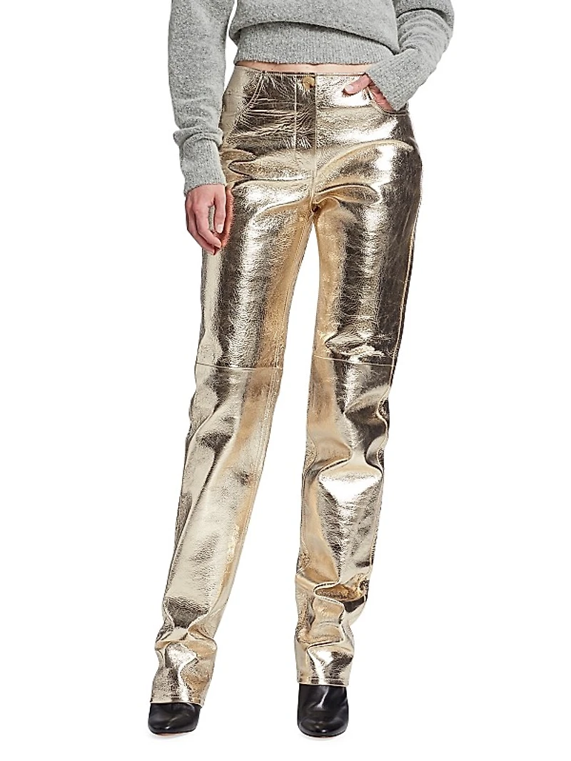 Metallic Leather Pants