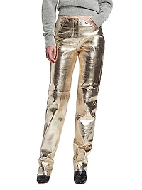 Metallic Leather Pants