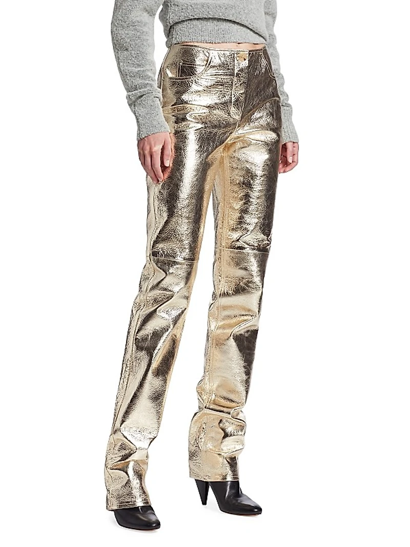 Metallic Leather Pants