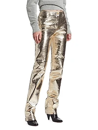 Metallic Leather Pants