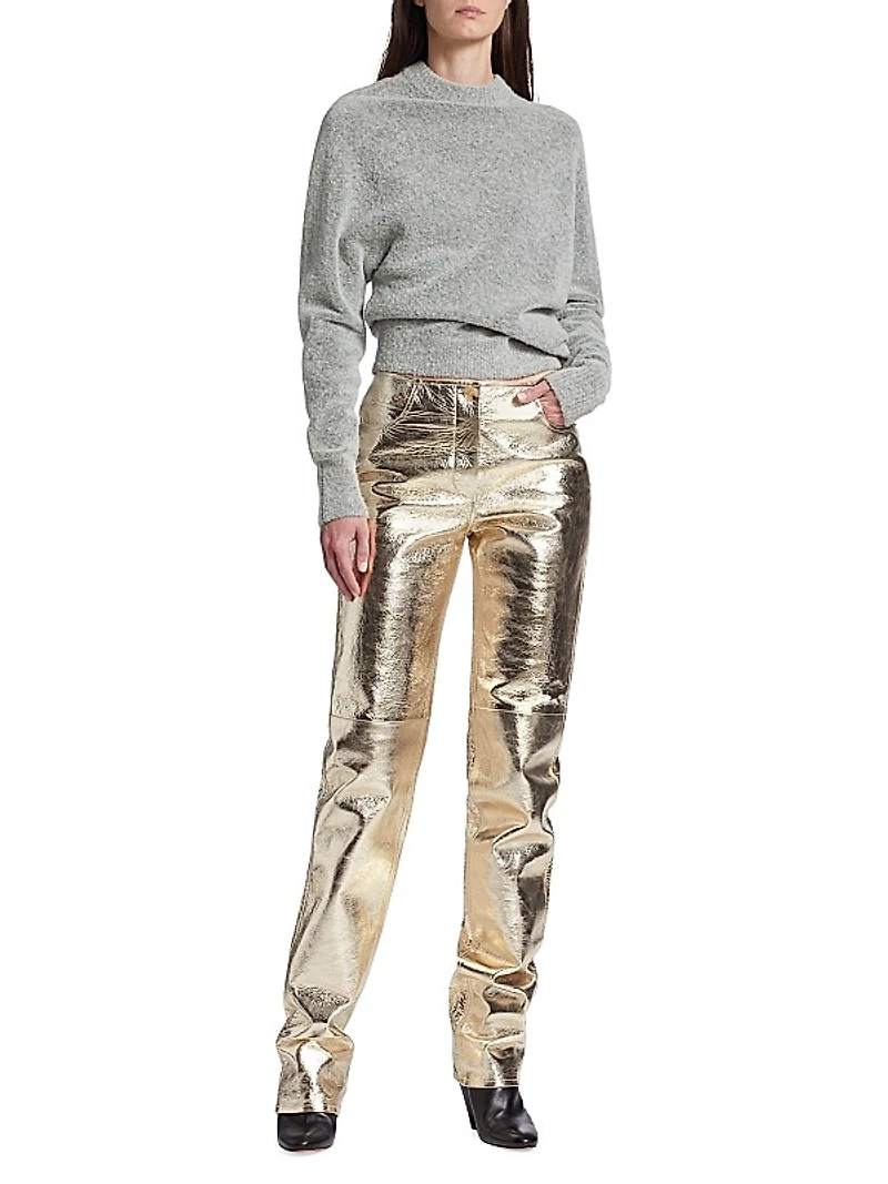Metallic Leather Pants