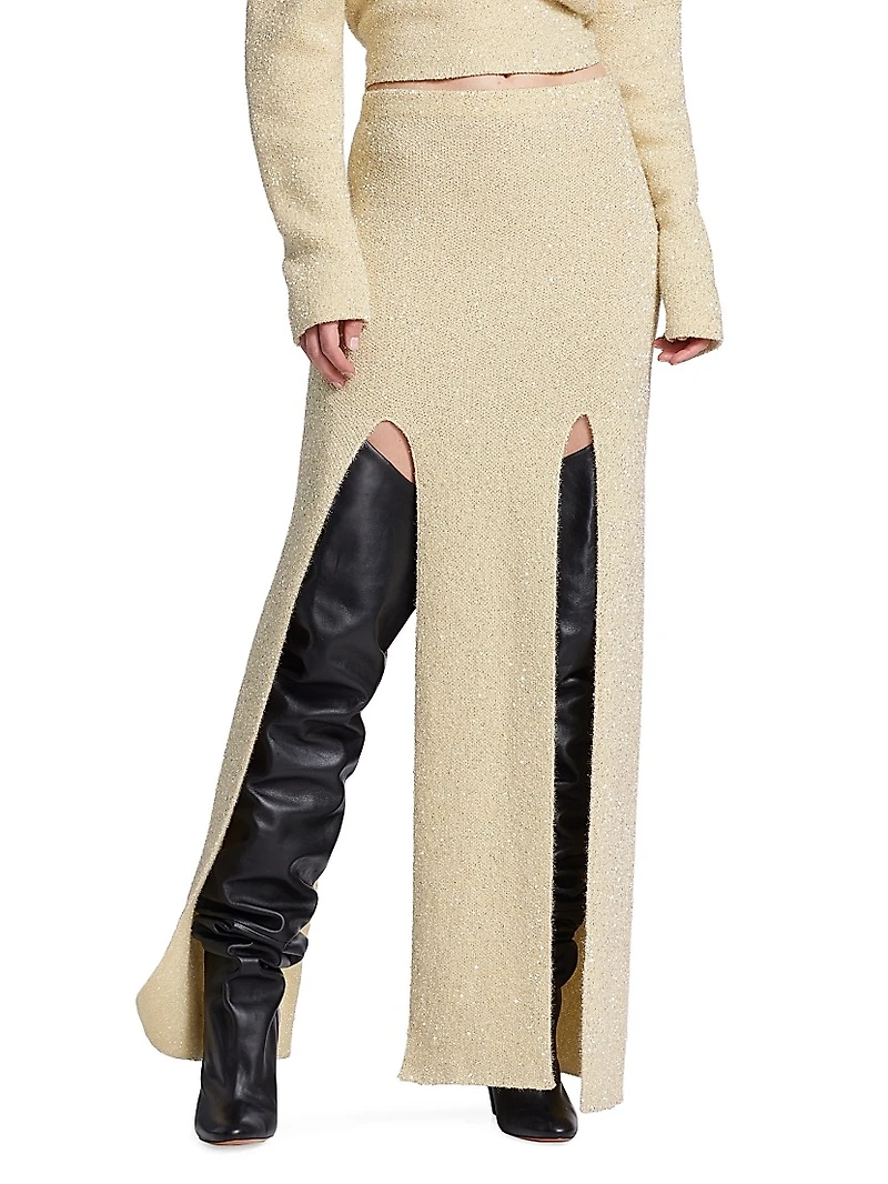 Technical Sequin Maxi Skirt