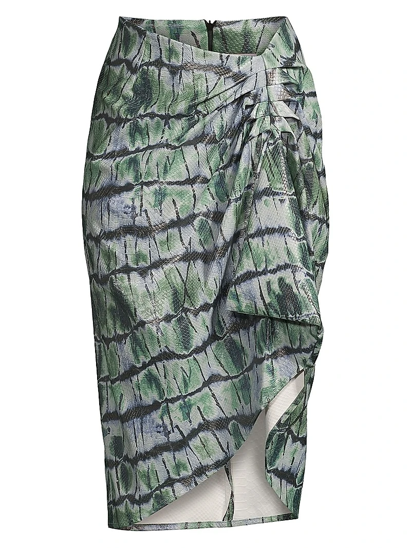 Printed Snake-Effect Faux Leather Skirt