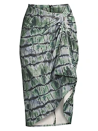 Printed Snake-Effect Faux Leather Skirt