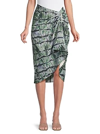 Printed Snake-Effect Faux Leather Skirt