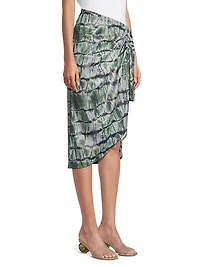 Printed Snake-Effect Faux Leather Skirt